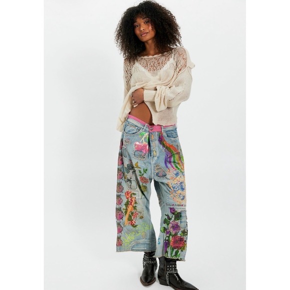 Magnolia Pearl Denim - Magnolia Pearl Denim Jeans NWT Embroidered Painted Distressed Patchwork